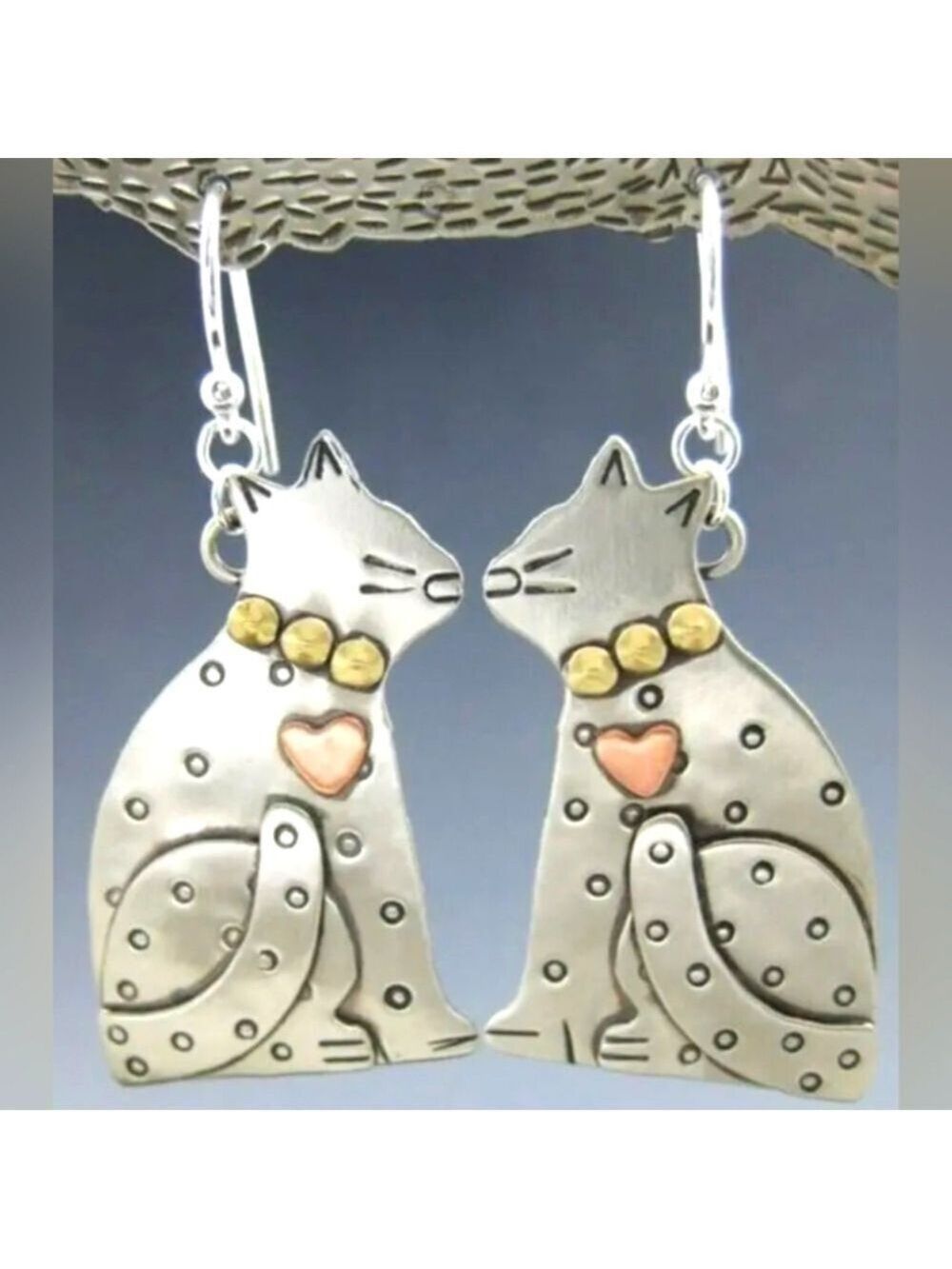 Earrings--Kitties In Profile dangle earrings - Picture 1 of 4
